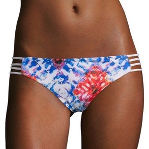 L*Space Blue Floral Full Cut Bikini Bottom Size Small NWT
